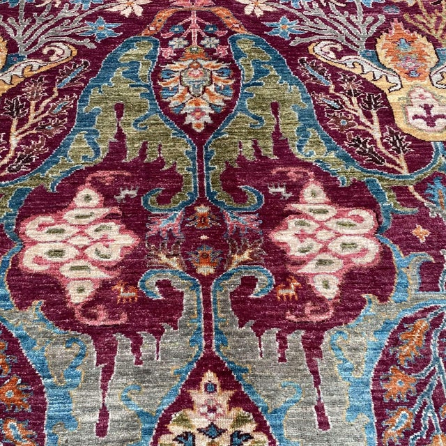 Fine Burgundy Persian Sultanabad Hand-Knotted Wool Rug - 6'2" X 8'11" For Sale - Image 9 of 10