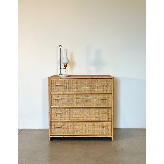 Wood Wicker Chest of Drawers, 1970s For Sale - Image 7 of 8