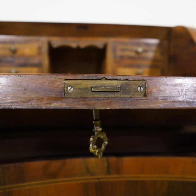 Wooden Writing Desk with Inlays and Three Curved Drawers For Sale - Image 15 of 18