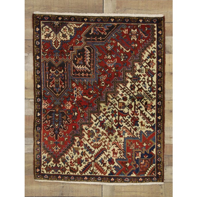 Vintage Persian Heriz Rug, 03'03 X 04'01 For Sale In Dallas - Image 6 of 7