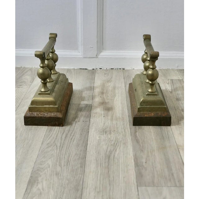 Victorian Brass Andirons or Fire Dogs, Set of 2 For Sale - Image 3 of 5