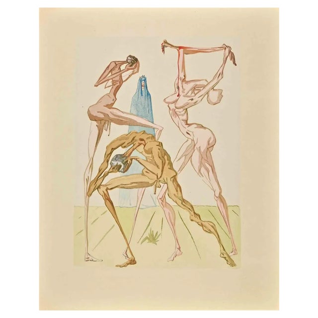 Salvador Dali, The Divine Comedy: The Sodomites, Woodcut Print, 1963 For Sale