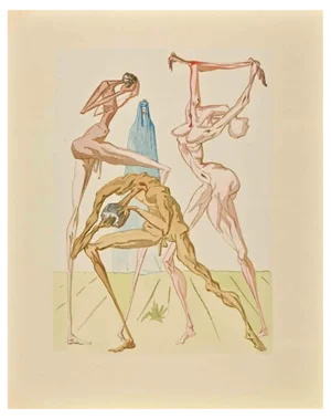 Salvador Dali, The Divine Comedy: The Sodomites, Woodcut Print, 1963