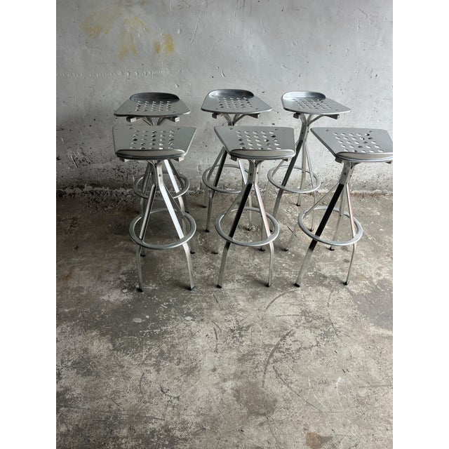 Industrial Industrial Aluminium Bar Stools, Set of 6 For Sale - Image 3 of 8