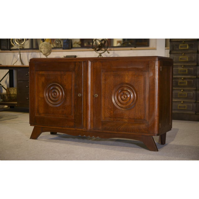 Charles Dudouyt Oak Sideboard in the style of Charles Dudouyt, 1950s For Sale - Image 4 of 9