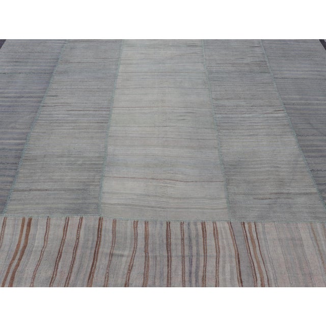 Vintage Turkish Kilim Rug With Striped Patterns in Muted Tones 13'2 X 16'0 For Sale - Image 11 of 14