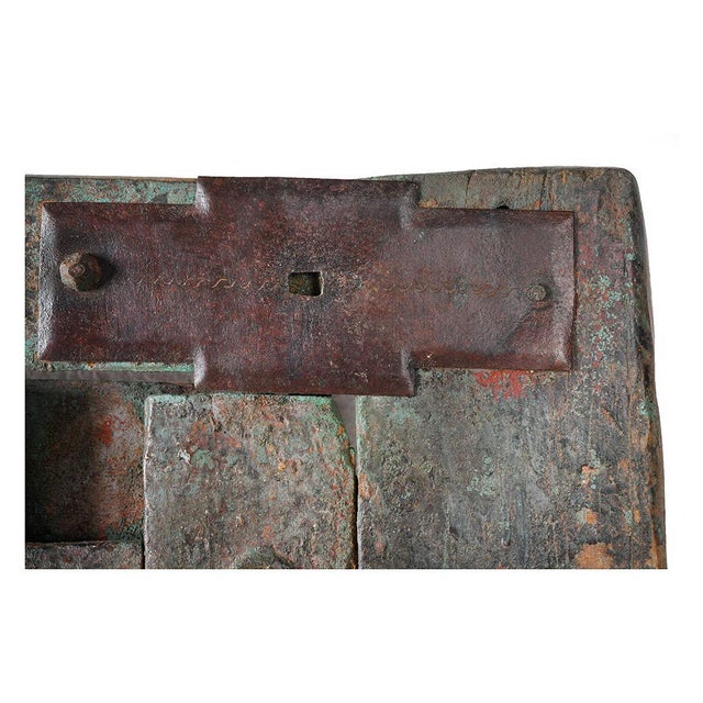 Weathered Wooden Door with Iron Casing For Sale - Image 3 of 6