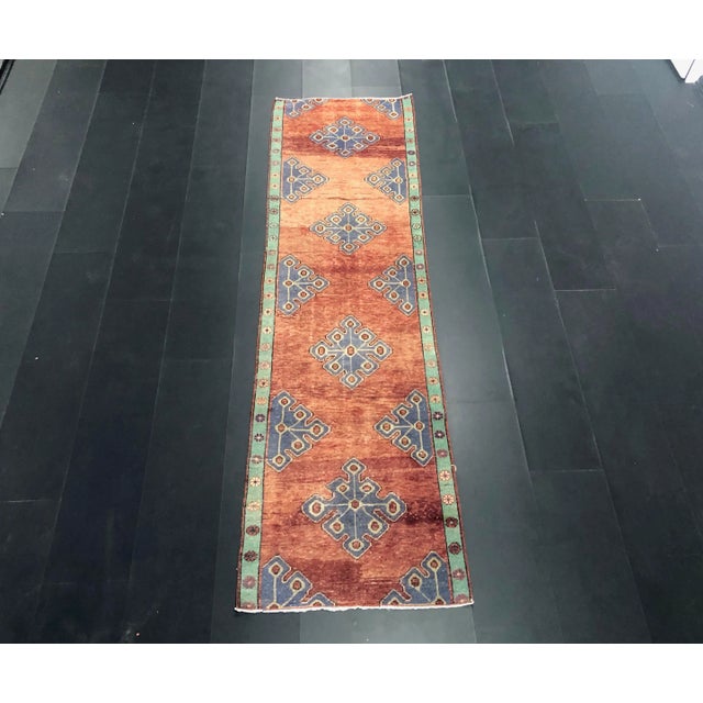 Vintage Turkish Oushak Ethnic Wool Runner Rug For Sale - Image 11 of 11