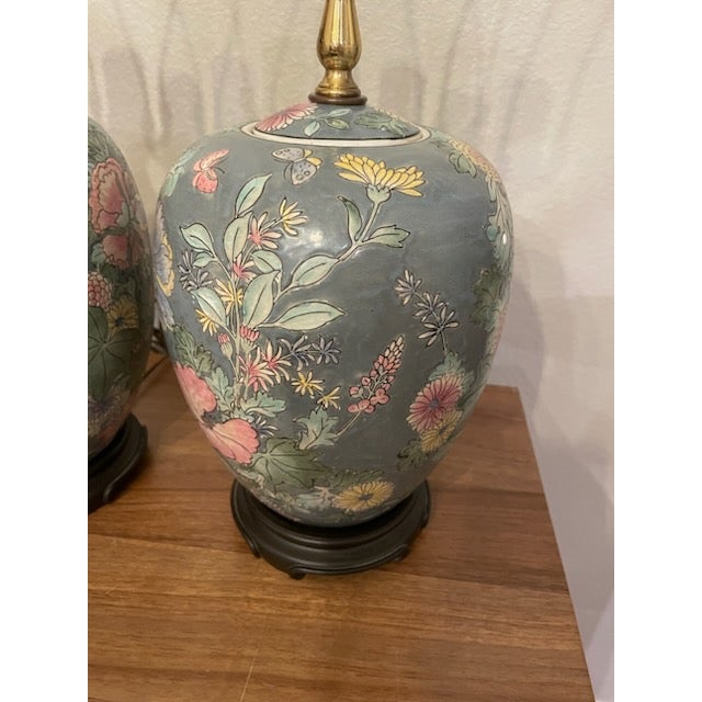 This is a set of beautiful lamps! I think they might be Frederick Cooper. In excellent shape! The harps are different...