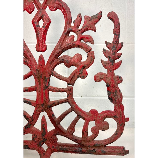 Red Antique 1900's Cast Iron Outdoor Jewish Synogogue Architectural Salvage Finial For Sale - Image 8 of 9