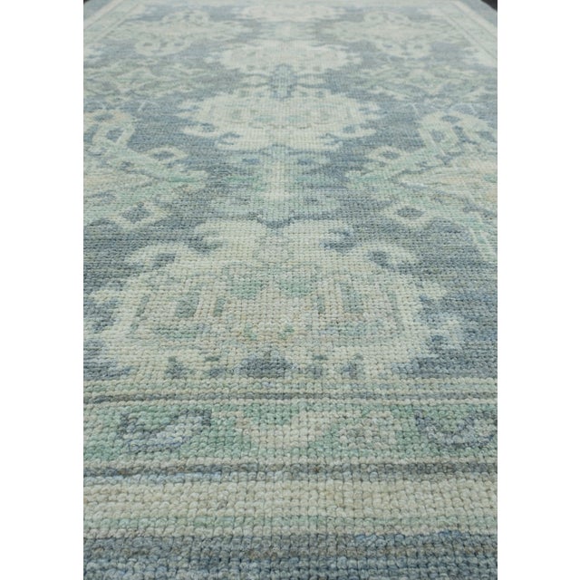 Gray & Green Turkish Oushak Rug 4'1" x 5'10" For Sale In Houston - Image 6 of 7