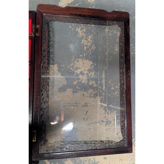 1970s Chinese Carved Hardwood Shadow Box Curio Display Cases,2 Pieces For Sale In New York - Image 6 of 14