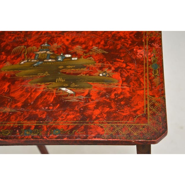 Blue Antique Lacquered Chinoiserie Side Table, 1880 For Sale - Image 8 of 12