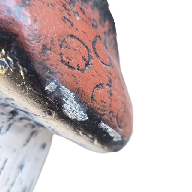 Green Anthropomorphic Frog Playing Guitar Mushroom Cement Sculpture Yard Art Statue For Sale - Image 8 of 18