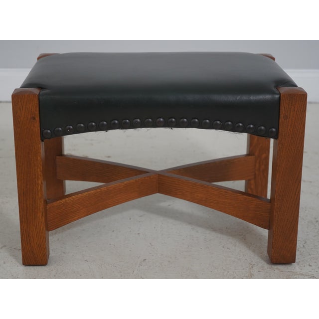 Stickley Eastwood Mission Oak Leather Chair With Ottoman For Sale - Image 13 of 18