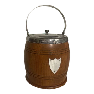 Antique English Oak Biscuit Barrel