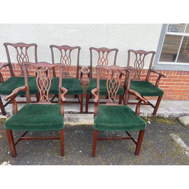Wood Late 20th Century Alexander Furniture Chippendale Style Mahogany Dining Chairs- Set of 6 For Sale - Image 7 of 11