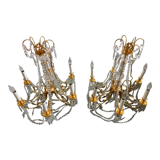 French French Style Dore' Bronze and Crystal Chandeliers With 6 Lights For Sale - Image 3 of 13