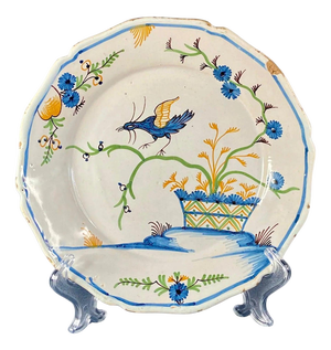 Antique Chinese Style Faience Plate from Nevers, France, 1790s