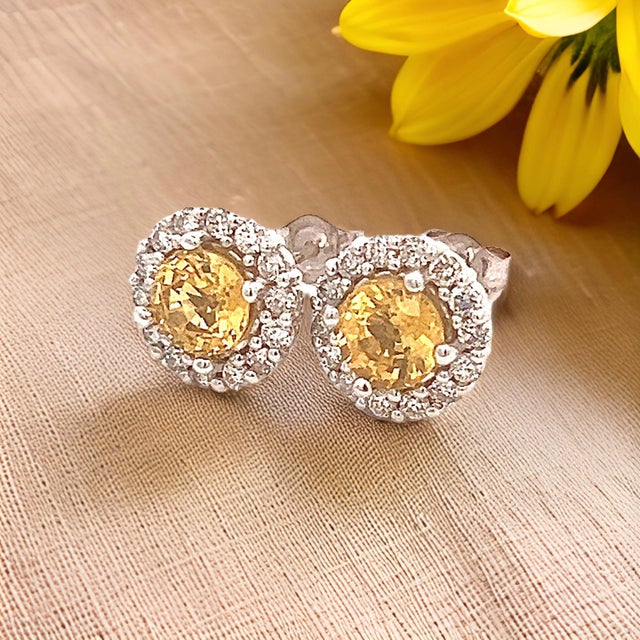 Natural Sapphire and Diamond Stud Earrings 14k W Gold 2.84 TCW Certified $4,950 215620 Nothing says, “I Love you” more...