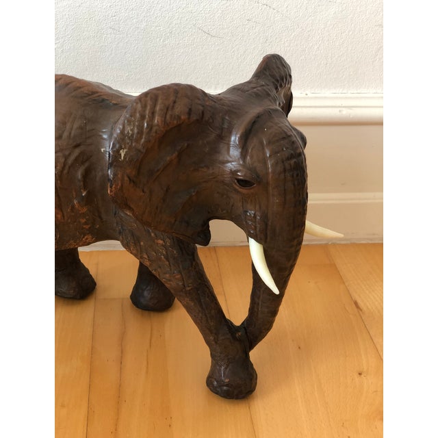 Vintage Handcrafted Leather Elephant Statue For Sale - Image 6 of 9