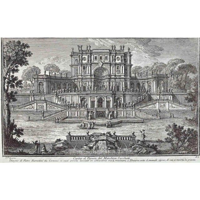 After Giuseppe Vasi, Casino al Pigneto, Etching, Late 18th Century For Sale