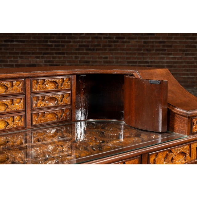 Antique Hand-Carved Chinese Scholar's Writing Desk and Chair Set For Sale In Chicago - Image 6 of 18