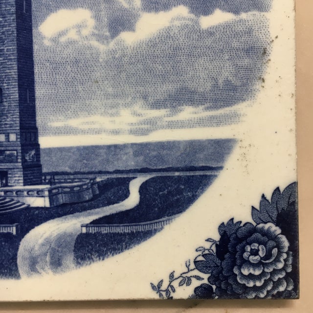 Late 19th Century Wedgwood Delft Tile: The Pilgrim Memorial - 1899 For Sale - Image 5 of 10