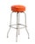 1950s Mid Century Swiveling Seat Barstools Original Chrome Orange Vinyl Dietz & Sons Newark New Jersey a Set of Four For Sale - Image 5 of 15