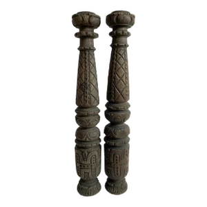 Pair of Carved Wood Columns