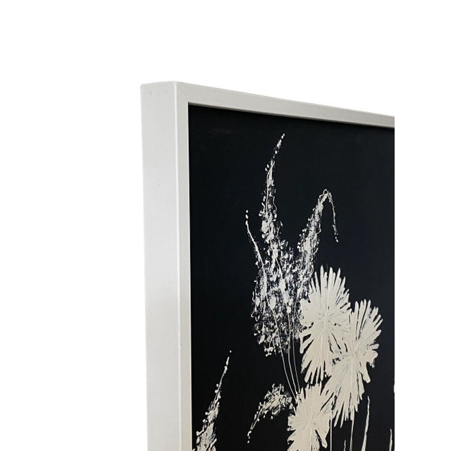 Mid 20th Century Mid-Century Original Black-and-White Oil Painting "Fleurs" - Signed MacKay For Sale - Image 5 of 11