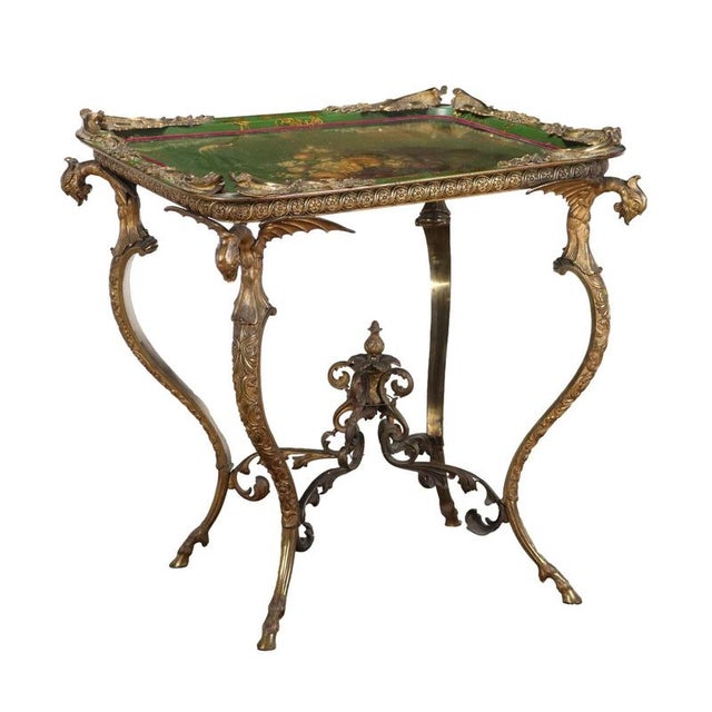 Antique Middle Victorian Bronze Papier Mache Table, England, 1800s For Sale - Image 14 of 14