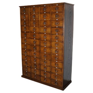 Large English Oak Apothecary Cabinet, 1920s For Sale