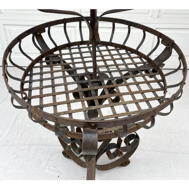 Rustic European Vintage French Iron 2-Tier Garden Topiary Stand For Sale - Image 3 of 13