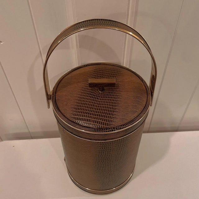 1950s Georges Briard Animal Skin Embossed Tall Ice Bucket For Sale - Image 9 of 11