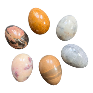Vintage Italian Polished Alabaster & Stone Eggs-Set of 6