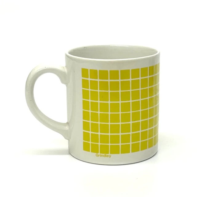 Mid-Century Modern Vintage Grid Pattern Ceramic Mug Curation - Group of 4. For Sale - Image 3 of 10