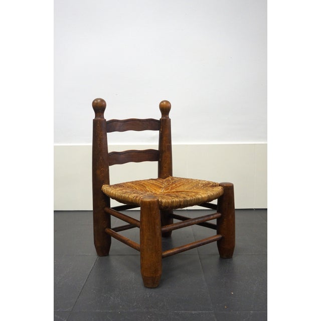 Brown Low Fireplace Chair in French Wood, 1930s For Sale - Image 8 of 8