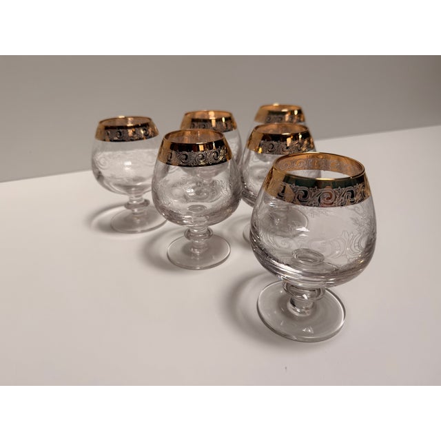 1970s Murano Glass Medici Gold Rim Cognac Glass, 1970s, Set of 6 For Sale - Image 5 of 7