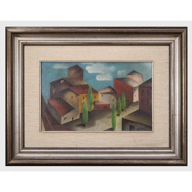 Amelia Claudio Mossino, Houses, Oil on Canvas, 1964 For Sale - Image 3 of 3