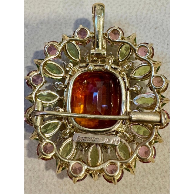 Early 21st Century Estate Buccellati GIA Certified Orange Citrine, Diamond Pin/Pendant 18KG 21.8gm For Sale - Image 5 of 18