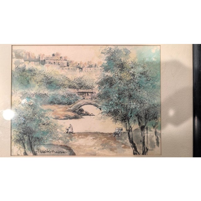 Mid 20th Century Hiroshi Honda Ink and Watercolor Landscape, Signed, Framed For Sale In Washington DC - Image 6 of 9