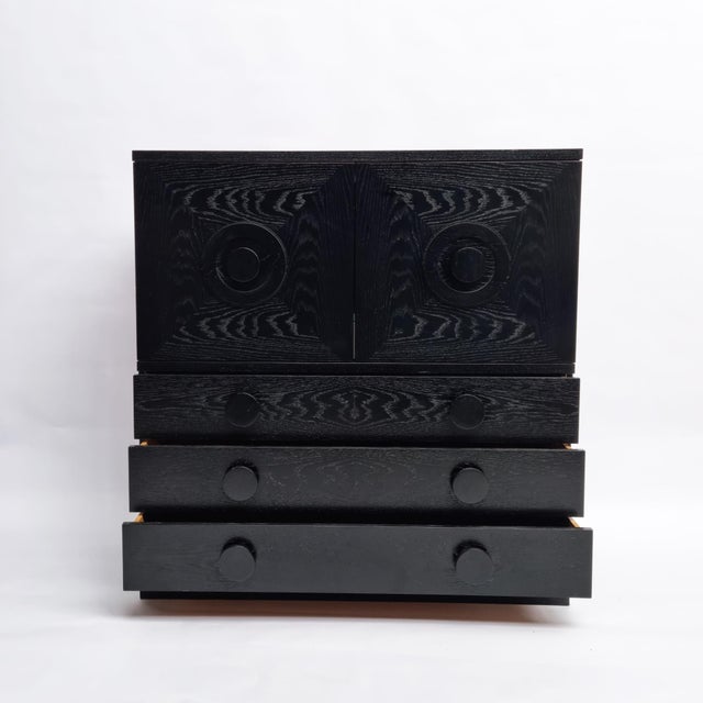 Brutalist Black Bar Cabinet with Two Doors and Three Drawers, Belgium, 1970s For Sale - Image 9 of 17