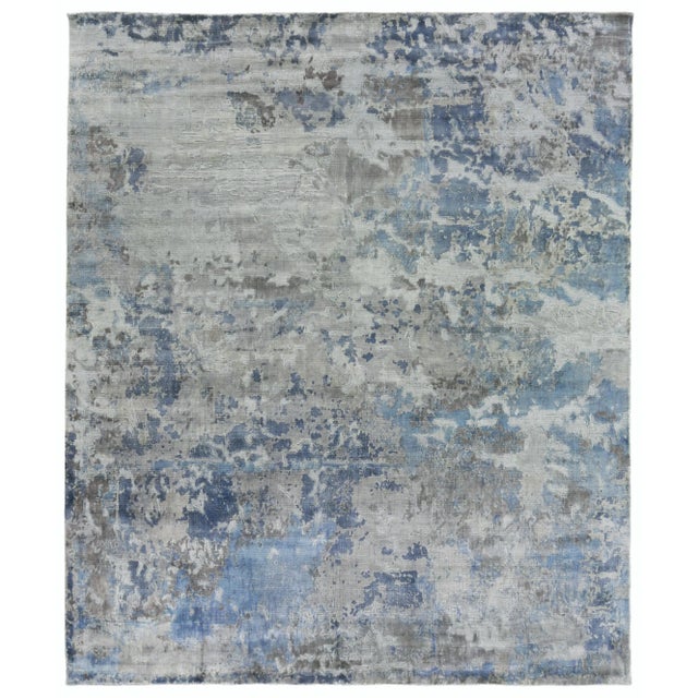 Silver Revin Silver Hand loom Bamboo/Silk Area Rug - 9'x12' For Sale - Image 8 of 8