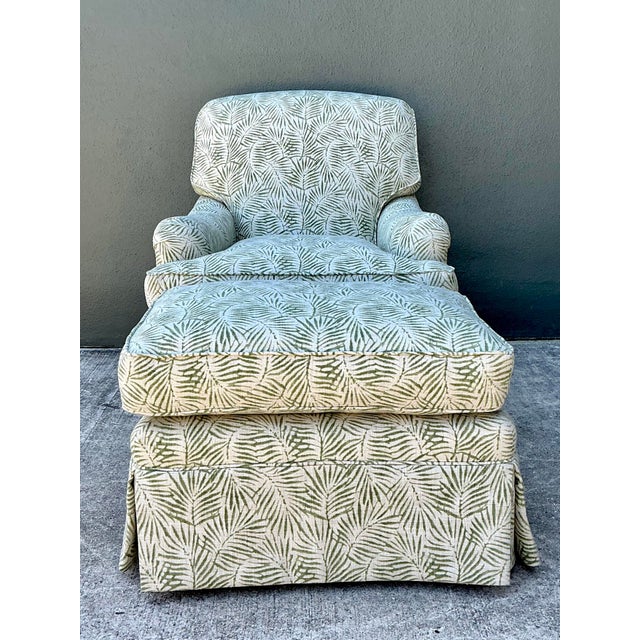 Vintage Fern Print Lounge Chair and Ottoman For Sale - Image 10 of 12