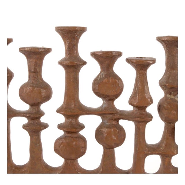 Milton Hebald, Milton Hebald Mid Century Bronze Menorah Sculpture WPA Artist Modernist Judaica, 1969 For Sale In Miami - Image 6 of 15