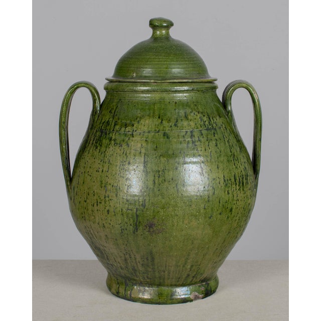 Portuguese Green Glazed Earthenware Lidded Jar For Sale In Orlando - Image 6 of 13