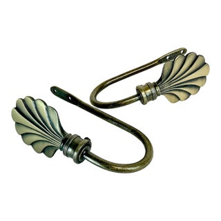 1970s Vintage Coastal Hollywood Regency Shell/Peacock Curtain Tiebacks - A Pair. For Sale