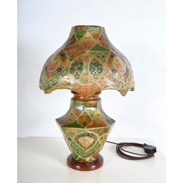 Antique Hand-Painted Vellum Bedroom Table Lamp, South Asia, 1930 For Sale - Image 17 of 17
