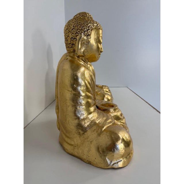 Southeast Asian Artist, Buddha Sculptures, 20th Century, Gilt Terracotta, Set of 2 For Sale - Image 5 of 14